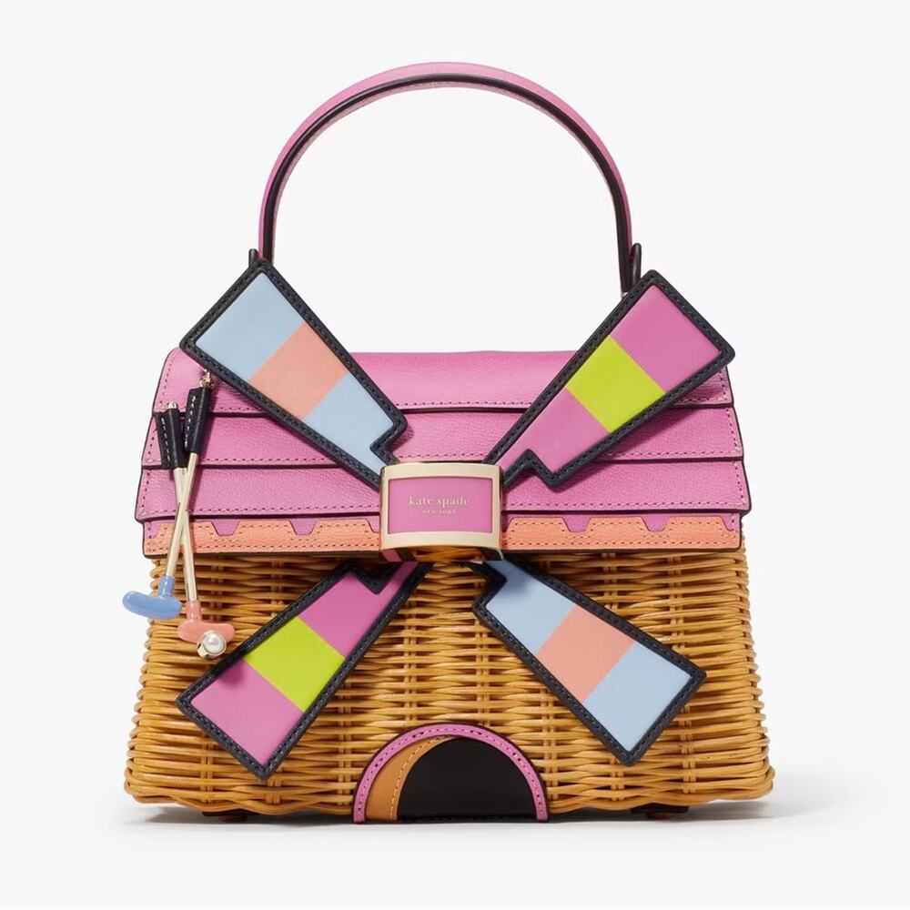 NWT Kate Spade Tee Time Wicker 3D Windmill Top-handle Bag - Picture 8 of 16